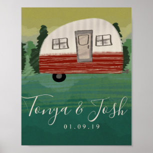 Camping Vintage Camper Bruidsuitnodiging Ontsnappi Poster