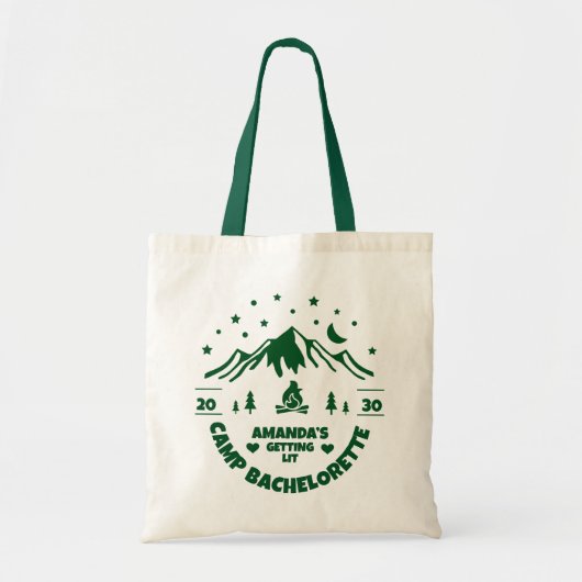 Camping vrijgezellenfeest bruidsmeisje tote bag (Voorkant)