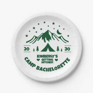 Camping vrijgezellenfeest papieren bordje