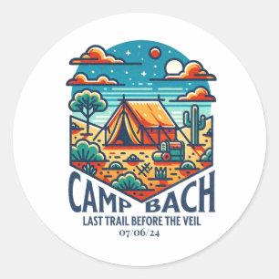 Camping vrijgezellenfeest ronde sticker