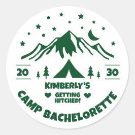 Camping vrijgezellenfeest Thema Ronde Sticker