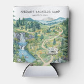 Camping vrijgezellenweekend gepersonaliseerd blikjeskoeler (Voorkant)