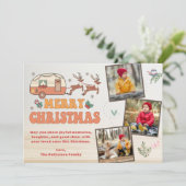 Camping Vrolijk Kerstfeest Fotocollage Rendieren Feestdagenkaart (Staand voorkant)