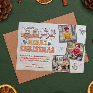 Camping Vrolijk Kerstfeest Fotocollage Rendieren Feestdagenkaart