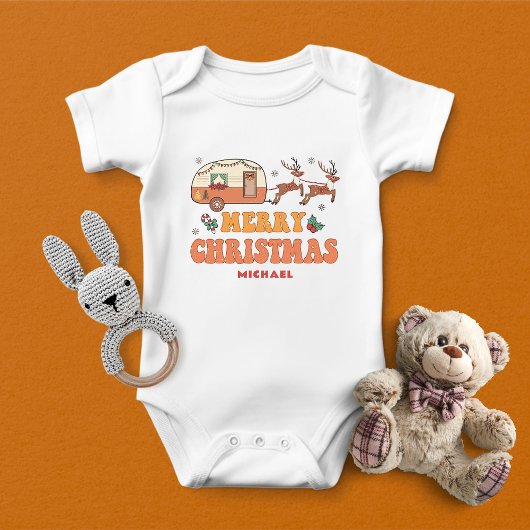 Camping Vrolijk Kerstmis Rendier Gepersonaliseerde Romper