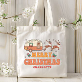 Camping Vrolijk Kerstmis Rendier Gepersonaliseerde Tote Bag