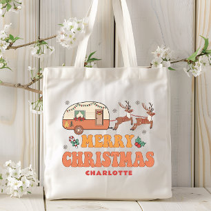 Camping Vrolijk Kerstmis Rendier Gepersonaliseerde Tote Bag