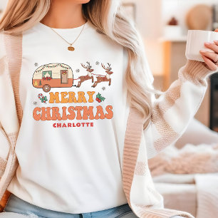 Camping Vrolijk Kerstmis Rendier Gepersonaliseerde Tri-Blend Shirt
