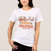 Camping Vrolijk Kerstmis Rendier Gepersonaliseerde Tri-Blend Shirt (Voorkant)
