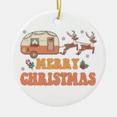 Camping Vrolijke Kerstmis Rendier Typografie Keramisch Ornament (Voorkant)