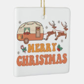 Camping Vrolijke Kerstmis Rendier Typografie Keramisch Ornament (Rechts)