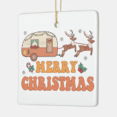 Camping Vrolijke Kerstmis Rendier Typografie Keramisch Ornament (Links)