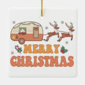 Camping Vrolijke Kerstmis Rendier Typografie Keramisch Ornament (Achterkant)