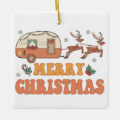 Camping Vrolijke Kerstmis Rendier Typografie Keramisch Ornament (Voorkant)