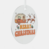 Camping Vrolijke Kerstmis Rendier Typografie Metalen Ornament (Voorkant Rechts)