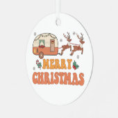 Camping Vrolijke Kerstmis Rendier Typografie Metalen Ornament (Voorkant links)