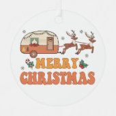 Camping Vrolijke Kerstmis Rendier Typografie Metalen Ornament (Voorkant)