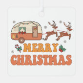 Camping Vrolijke Kerstmis Rendier Typografie Metalen Ornament (Achterkant)