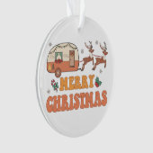 Camping Vrolijke Kerstmis Rendier Typografie Ornament (voorkant)