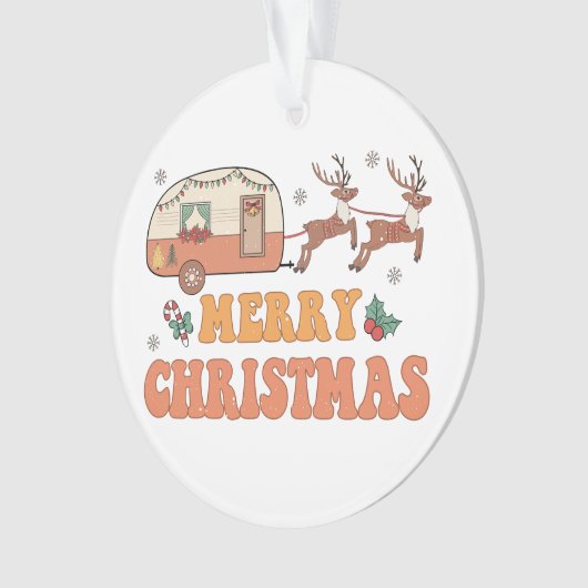 Camping Vrolijke Kerstmis Rendier Typografie Ornament (voorkant)