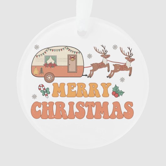 Camping Vrolijke Kerstmis Rendier Typografie Ornament (voorkant)