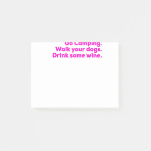 Camping walk dogs drink wijn grappige, gelukkige c post-it® notes