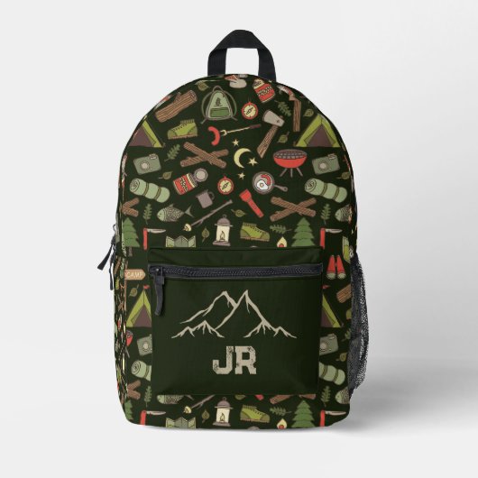Camping Wandelen Camping Patroon Monogram Bedrukte Rugzak (Voorkant)