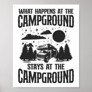 Camping wat er gebeurt in de campingsfasen poster
