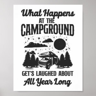 Camping wat er gebeurt op de camping poster