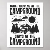 Camping wat er gebeurt op de kampeerterreinen op poster (Voorkant)