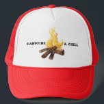 Camping Waterverf campfire & Chill Bonfire Trucker Pet<br><div class="desc">Kijk eens naar dit grappige pet. Verander de tekst en de kleuren als u houdt van. Bezoek mijn winkel voor meer design!</div>