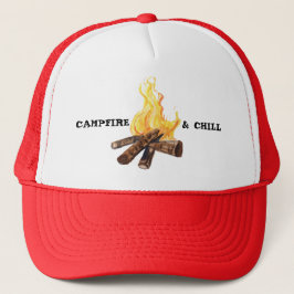 Camping Waterverf campfire & Chill Bonfire Trucker Pet
