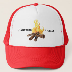 Camping Waterverf campfire & Chill Bonfire Trucker Pet