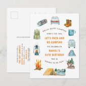 Camping Waterverf Campout buitenshuis Uitnodiging Briefkaart (Voorkant / Achterkant)