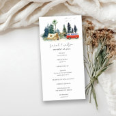 Camping Waterverf Pine Forest Wedding Programme Bedankkaart