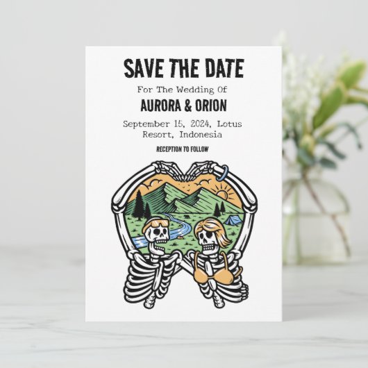 Camping Wedding Bewaar de datumkaarten Kaart (Staand voorkant)