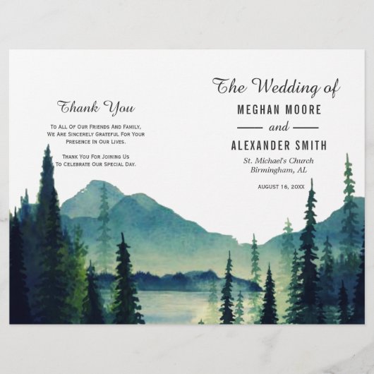 Camping Wedding Folded Wedding Program (Voorkant)
