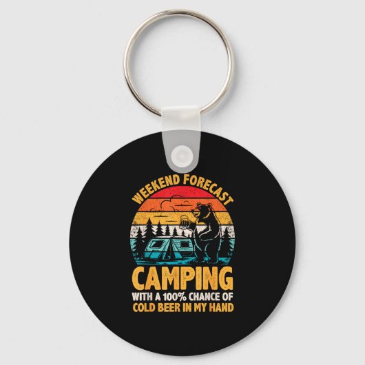Camping weekend voorspelling 100% kans op bier gra sleutelhanger (Voorkant)