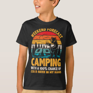 Camping weekend voorspelling 100% kans op bier gra t-shirt