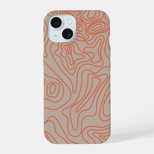 Camping Wilderness Trails Topografie iPhone 15 Case (Achterkant)