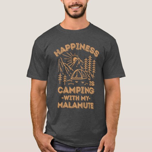 Camping with malamute retro t-shirt (Voorkant)