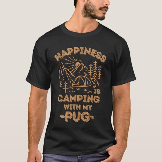 Camping with pug gift t-shirt (Voorkant)