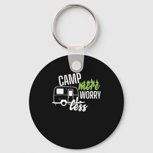 Camping Wohnwagen "Camp More Worry Less" Sleutelhanger (Voorkant)