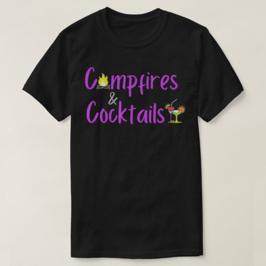 Camping Women's Campfire and Cocktails Funny Ladi T-shirt (Design voorkant)
