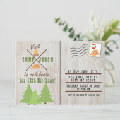 Camping Wood Flannel Pset Post Kaart Birthday (Staand voorkant)
