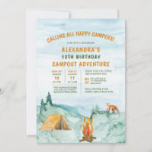 Camping Woodland Adventure Tent Campout Birthday Kaart (Voorkant)