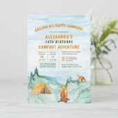 Camping Woodland Adventure Tent Campout Birthday Kaart (Staand voorkant)