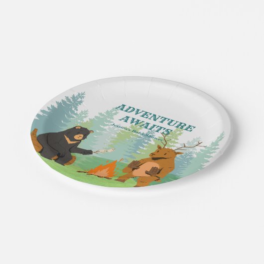 Camping Woodland Animals Baby shower Papieren Bordje (Gekanteld)