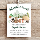 Camping Woodland Animals Virtual Baby shower Kaart