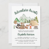 Camping Woodland Animals Virtual Baby shower Kaart (Voorkant)